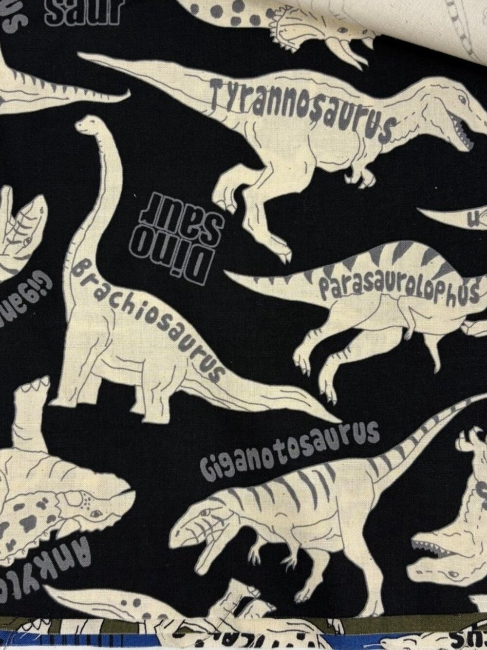 Kokka Japan Cotton Sheeting Fabric 4 Sample Set Dinosaurs 10.5” x 16” - Picture 2 of 4